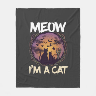 Miau bin Katze Halloween Nacht Hexe Kürbis_1 Fleecedecke