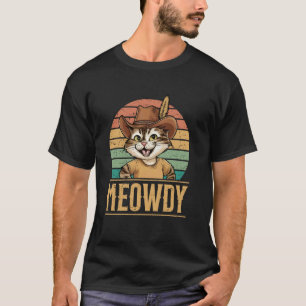 Miau Cat Hallo Lustige Country-Musik Cowboy Retro T-Shirt