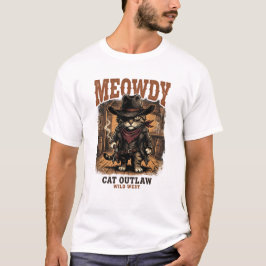 Miau-Cowboy Katzen-Outlaw Vintage-Western-Comic T-Shirt