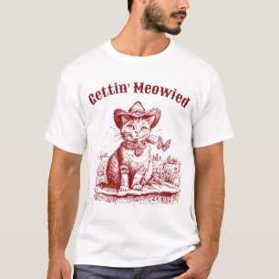 Miau Hochzeitsparty Kuhgirl Cowboy Katze  T-Shirt