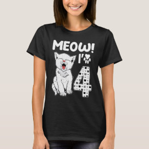 Miau, ich bin 4 Jahre altes Mädchen 4. Geburtstag T-Shirt
