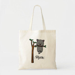 MIAU KATZE AUF BAUM TRAGETASCHE