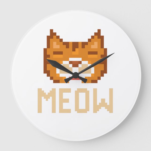 Miau-Katze Große Wanduhr (Vorderseite)