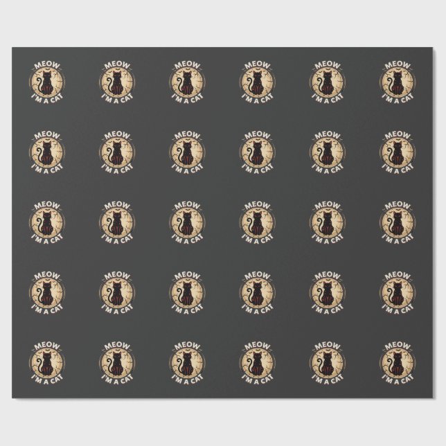 Miau-Katze-Halloween-Grafikdesign_1 Geschenkpapier (Flach)