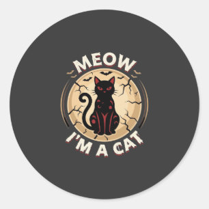 Miau-Katze-Halloween-Grafikdesign_1 Runder Aufkleber