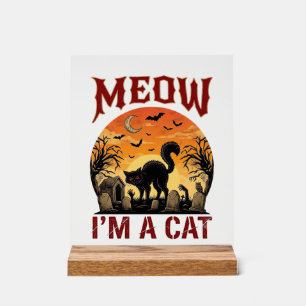 Miau-Katze Halloween Schwarz Friedhof_1 Acrylschild