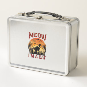 Miau-Katze Halloween Schwarz Friedhof_1 Metall Brotdose