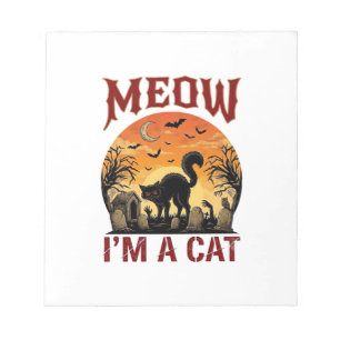 Miau-Katze Halloween Schwarz Friedhof_1 Notizblock