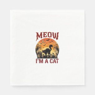 Miau-Katze Halloween Schwarz Friedhof_1 Serviette