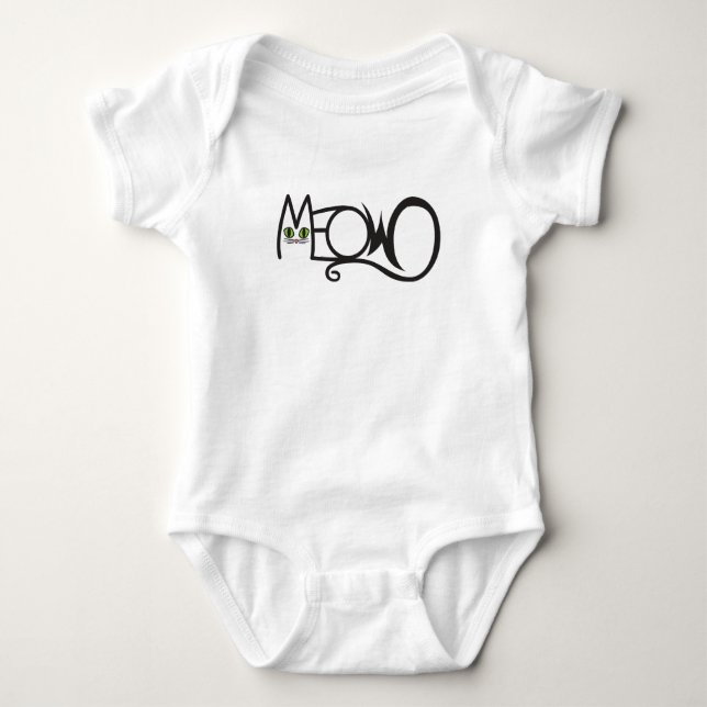 Miau-Katze-Typografie Baby Strampler (Vorderseite)