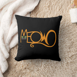 Miau-Katze-Typografie ORANGE Kissen