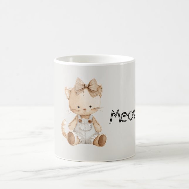 Miau Katzen-Schleife Kaffeetasse (Mittel)