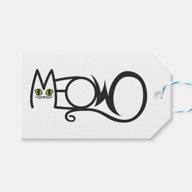 Miau-Katzen-Typografie Geschenkanhänger (Vorderseite (Horizontal))
