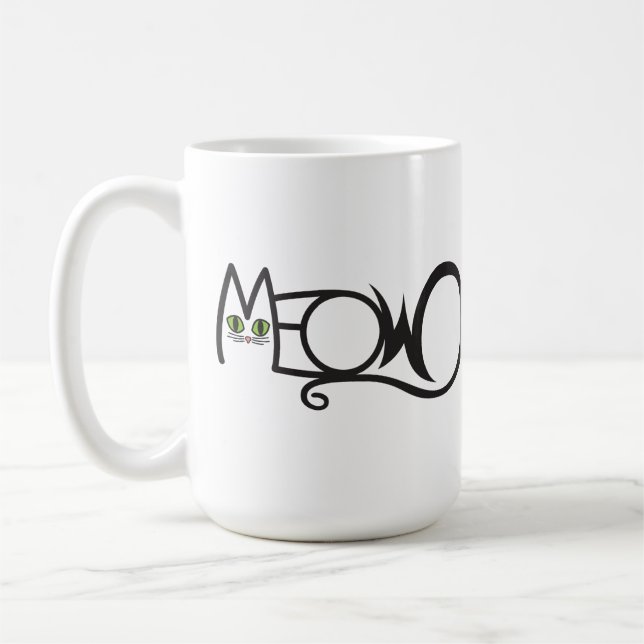 Miau-Katzen-Typografie Kaffeetasse (Links)