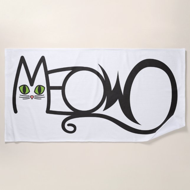 Miau-Katzen-Typografie Strandtuch (Vorderseite)