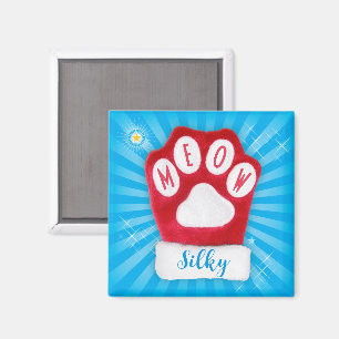 MIAU Katzen-Weihnachts-Schneehandschuh Rot Magnet