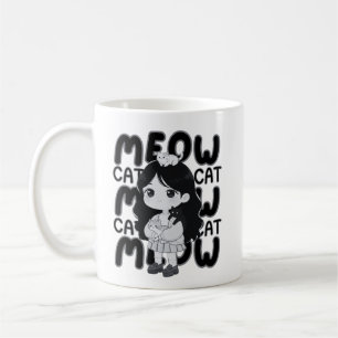 Miau Katzenliebhaber Ästhetik Chibi Mädchen Illust Kaffeetasse