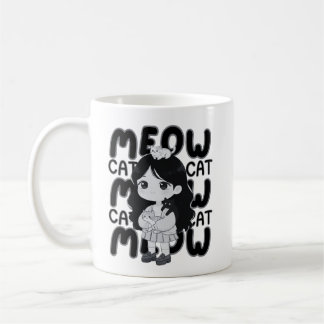 Miau Katzenliebhaber Ästhetik Chibi Mädchen Illust Kaffeetasse