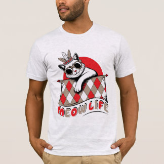 Miau Leben Lustig Coole Katze T-Shirt