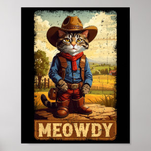Miau Lustiger Landkatzenhut Vintage Cowboy C Poster