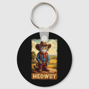 Miau lustiger Landkatzenhut Vintage Cowboy C Schlüsselanhänger