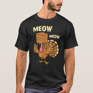 Miau Miau Truthahn Katzen Gesicht Herbst Erntedank T-Shirt