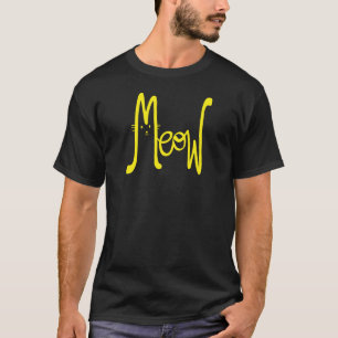 Miau Minimal Gelb Moderne Schrift Katze Dad Typo T-Shirt