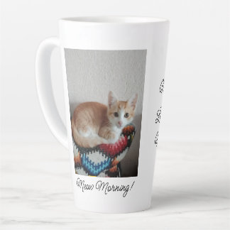 Miau Morgen , Foto, Text, Rücktext, ersetzbar Milchtasse