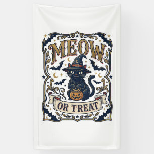 Miau oder Behandle Halloween-Katze Gruselige Katze Banner