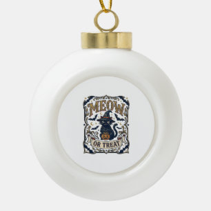 Miau oder Behandle Halloween-Katze Gruselige Katze Keramik Kugel-Ornament
