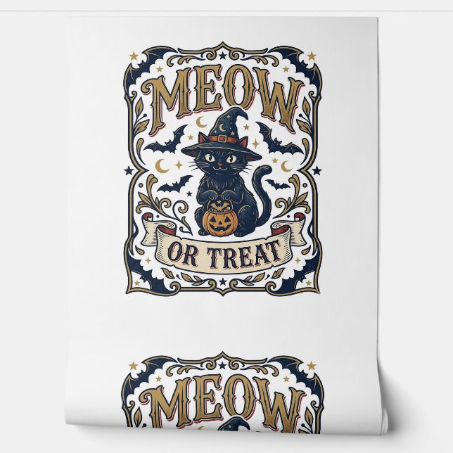 Miau oder Behandle Halloween-Katze Gruselige Katze Tapete (Abrollen)