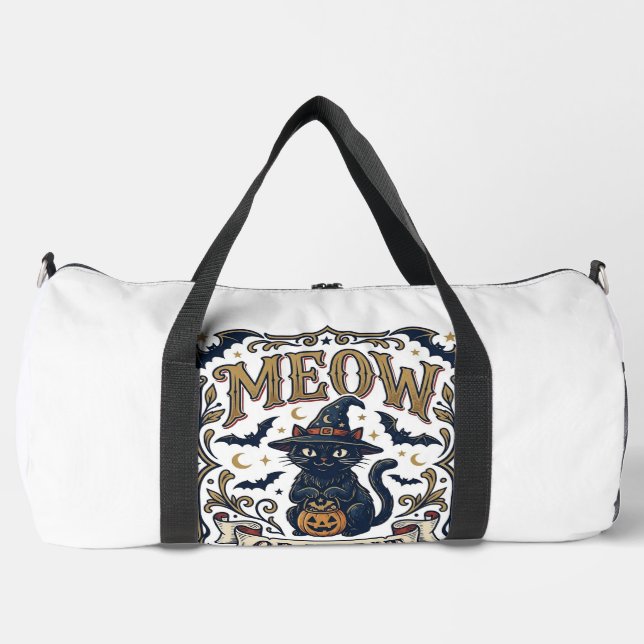 Miau oder Behandle Katze Halloween Gruselige Katze Duffle Bag (Vorderseite)