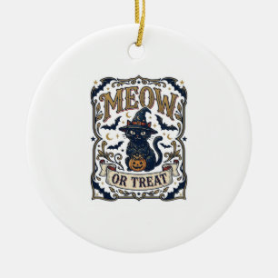 Miau oder Behandle Katze Halloween Gruselige Katze Keramik Ornament