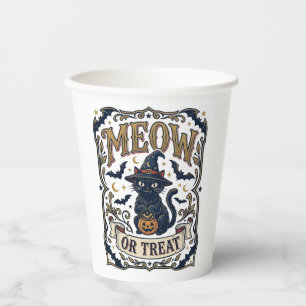 Miau oder Behandle Katze Halloween Gruselige Katze Pappbecher