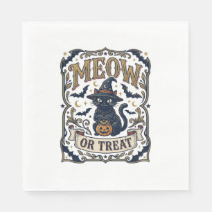 Miau oder Behandle Katze Halloween Gruselige Katze Serviette