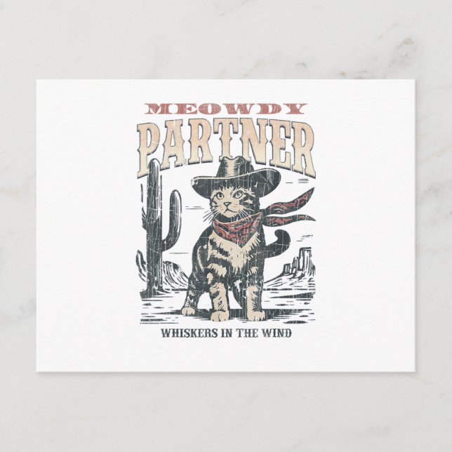 Miau Partner Cowboy Katze  Begleitkarte (Vorderseite)