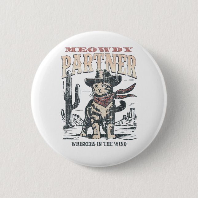Miau Partner Cowboy Katze  Button (Vorderseite)