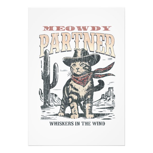 Miau Partner Cowboy-Katze  Fotodruck (Vorne)