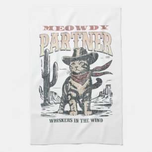 Miau Partner Cowboy Katze  Geschirrtuch