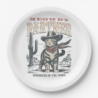 Miau Partner Cowboy Katze Pappteller