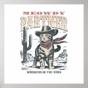 Miau Partner Cowboy Katze Poster