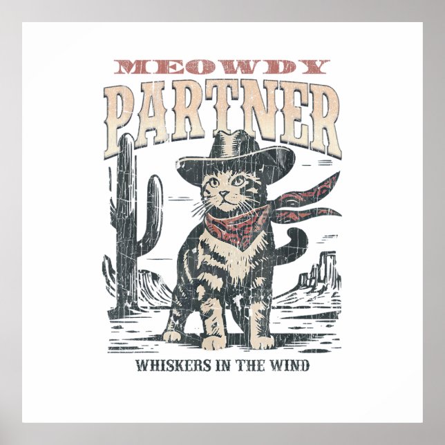 Miau Partner Cowboy Katze  Poster (Vorne)