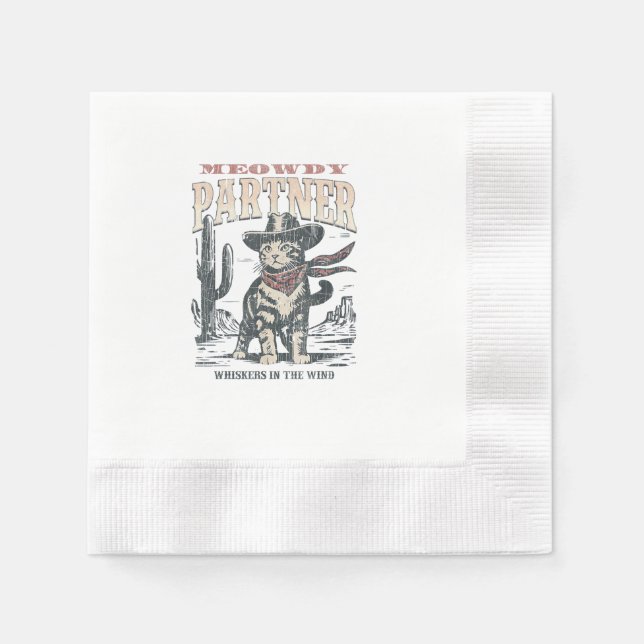 Miau Partner Cowboy Katze  Serviette (Vorderseite)
