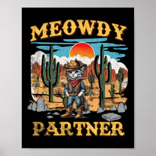 Miau Partner Katze Western Cowboy Vintage Katze Mi Poster