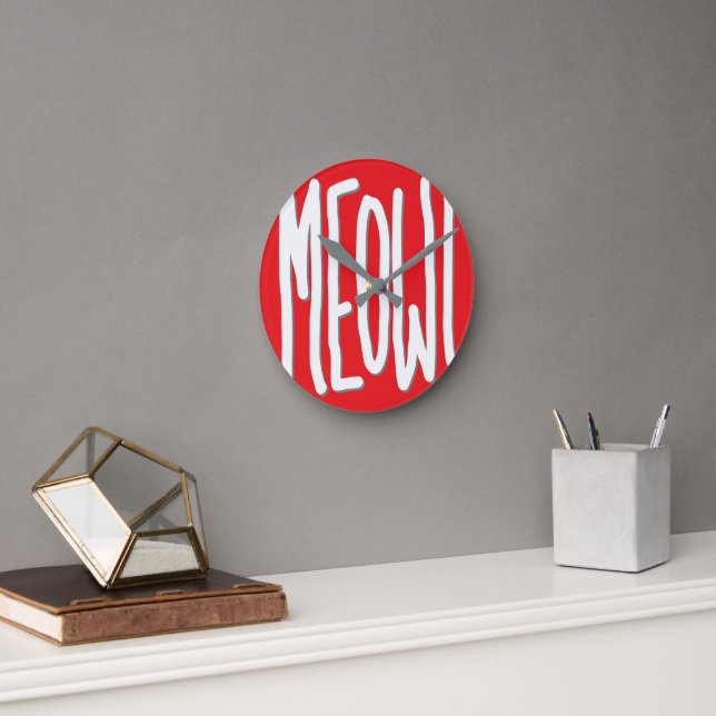 Miau! Runde Wanduhr (Büro)