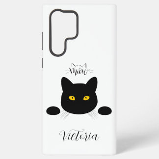 Miau Schwarze Katze Goldene Augen Anpassbar Samsung Galaxy Hülle