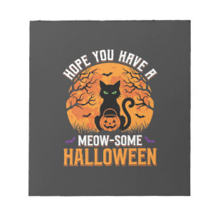 Miau-tastisches Halloween-Schwarze Katze Notizblock
