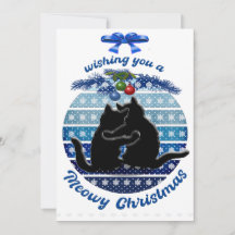 Miau-Weihnachtskarten Blau Weiße Flache Feiertagsk