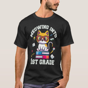 Miauen in die erste Klasse Zurück zur Schule Katz T-Shirt