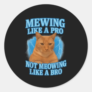 Miauend, nicht Miauen, lustiges Katzen-Meme Runder Aufkleber